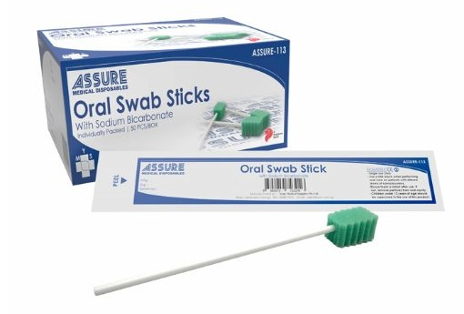 Assure oral swab stick with sodium bicarbonate (individually pack) - Shepherd Supplies